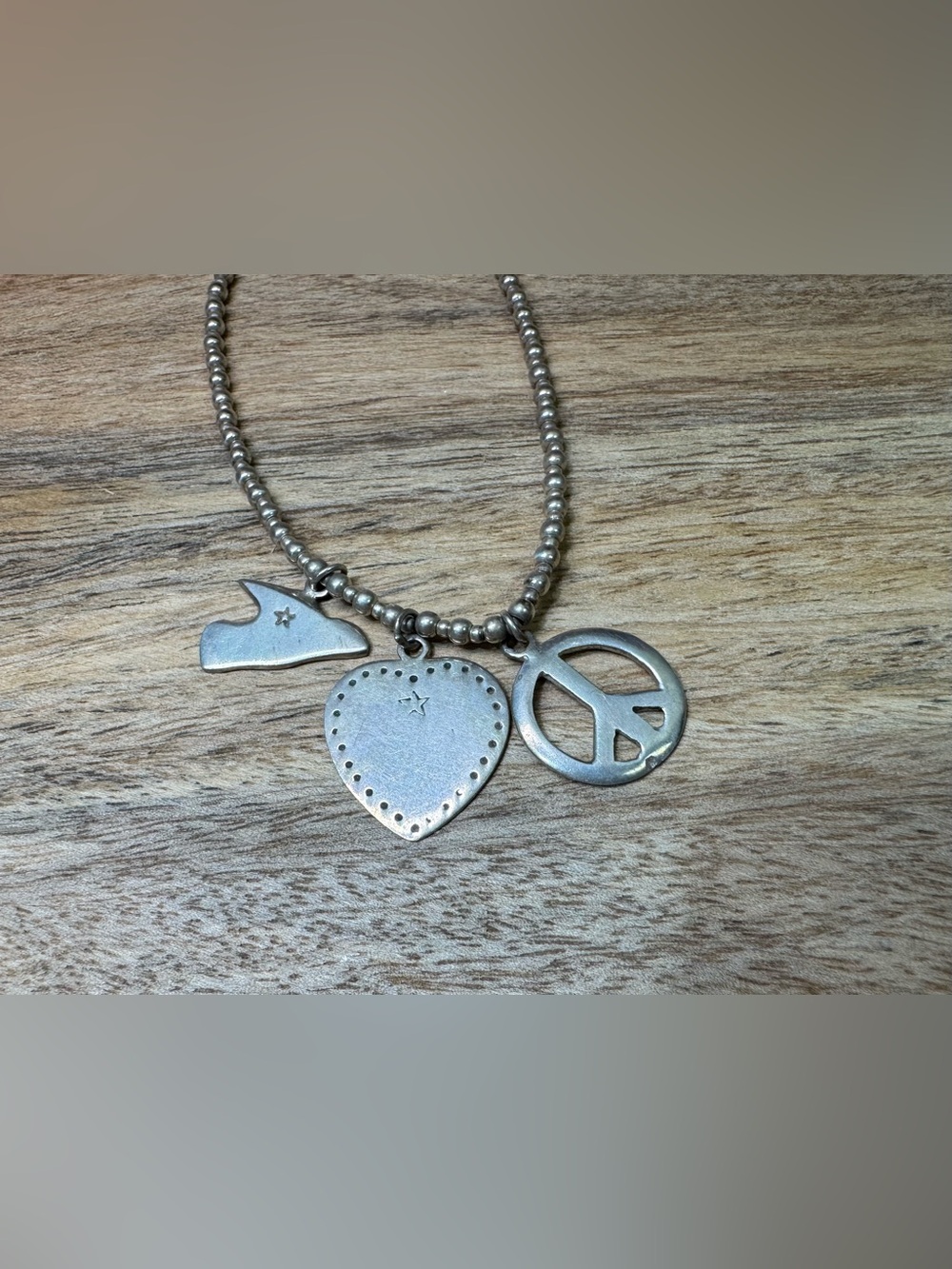 Good Charma 925 Sterling Silver Bird Heart Peace Charm Necklace